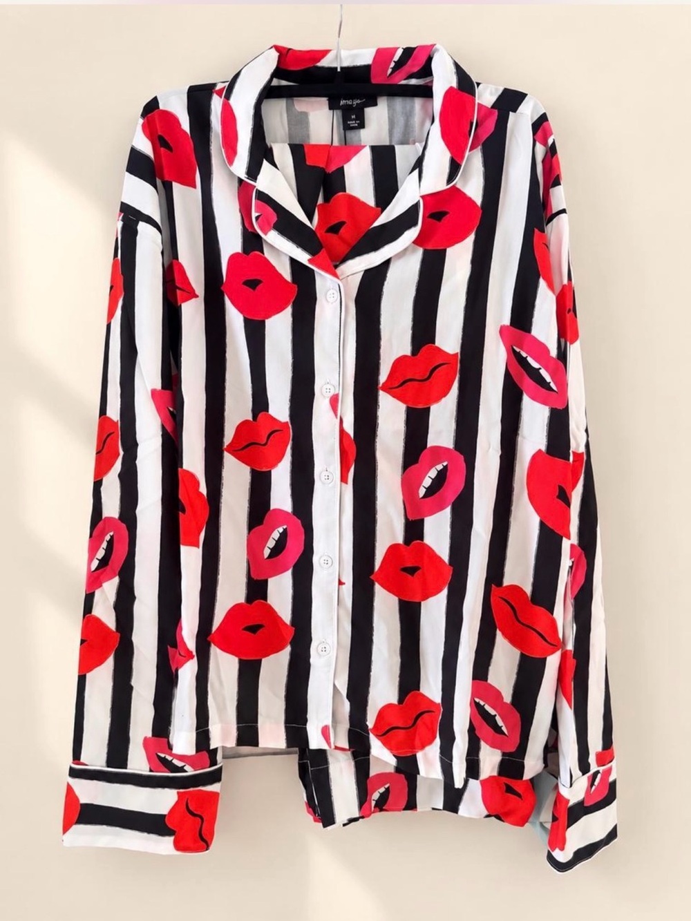 Nasty Gal Kiss Print Striped Pajama Set NWT - Size Medium 💋